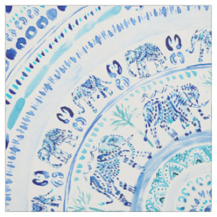 Tissu Mandala bleu de Boho d'éléphant d'ELEPHANTING