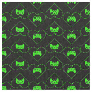 Tissu Manette de jeu vidéo verte à motif de cœur