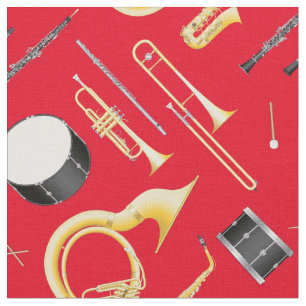 Tissu Marching Band Instruments Musique Musicien Rouge