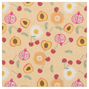 Tissu marguerite de pêche à la grenade à cerise fleurie