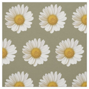 Tissu Marguerites blanches sur l'Arrière - plan Taupe