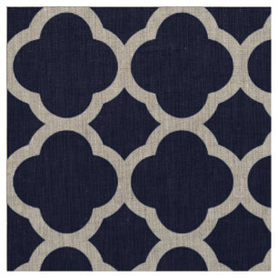 Tissu Marine Blue Modern Quatrefoil Grande échelle