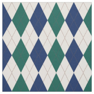 Tissu Marine, crème et motif à motifs de losanges de