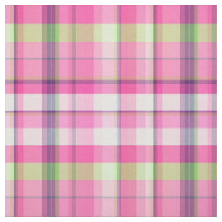 Tissu Marine Lime Rose Whelf Preppy Madras Style Plaid S
