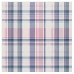 Tissu Marine Rose Blanc Preppy Madras Style Plaid Sz6#3