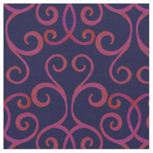 Tissu Marine Rouge Tourbillonnant Damask motif élégant b