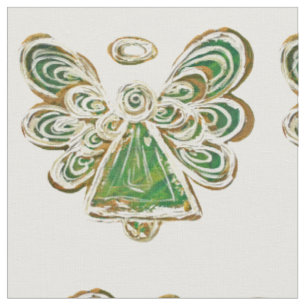 Tissu Matériau Artistique Ange Gardien Doré Vert