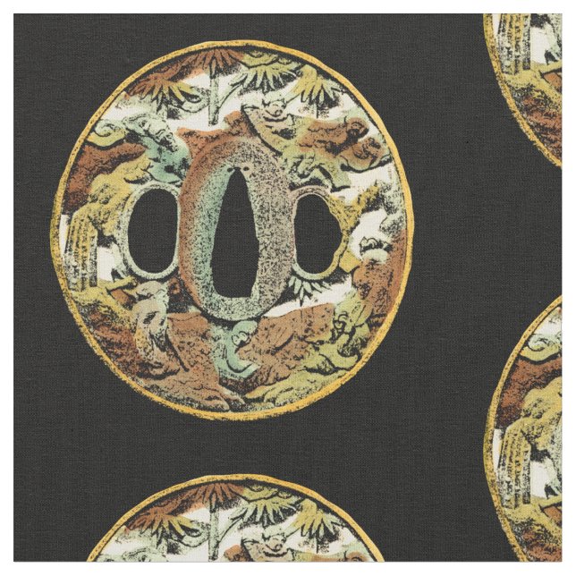 Tissu Médaillon asiatique doré par Vision Studio (Fermer)