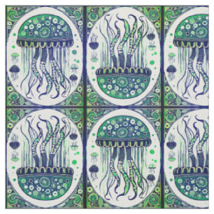 Tissu Méduse psychédélique Art Nouveau Style