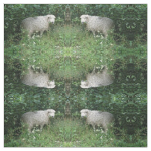 Tissu Mélange Blanc Fluffy Sheep Manger Motif animal
