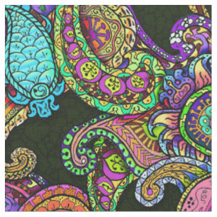 Tissu Mélange Paisley sur grand noir