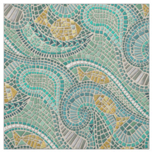 Tissu menthe de poisson en mosaïque