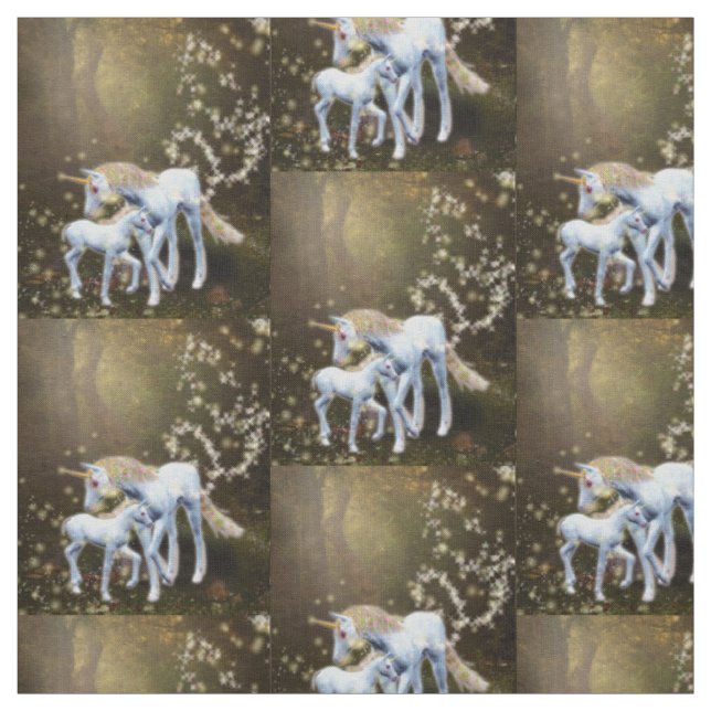Tissu Mère et bébé licorne (Échantillon)