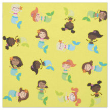 Mermaid Cute Cartoon Kids Impression Fabric