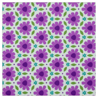 Tissu MERMAID - Fleurs mignonnes violettes sur Aqua Girl