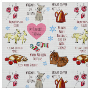 Tissu Mes Choses préférées Noël joli illustré à la main