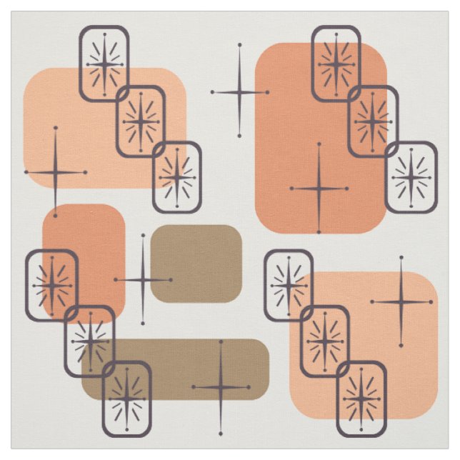 Tissu Mi-siècle Moderne Orange Brown (Échantillon)