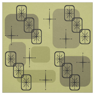 Tissu Mi-siècle Moderne Spoutnik Olive
