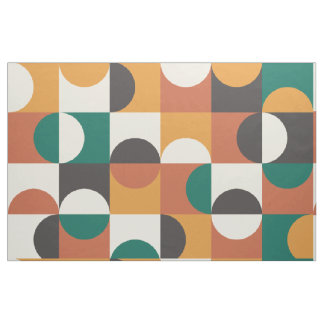 Tissu Mid Century Modern Half circles green and orange