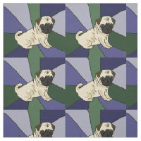 Tissu mignon d'art abstrait de chiot de carlin