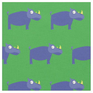 Tissu Mignon Rhinocéros Enfants Crèche Vert Rhinocéros