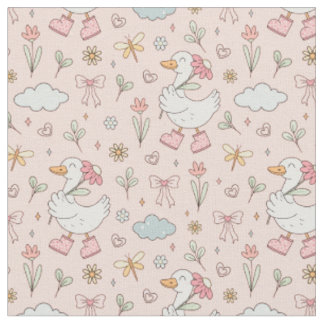 Tissu Mignonne et ludique, motif de canard en fleurs pri