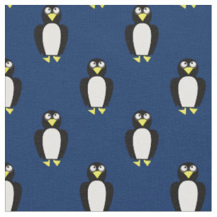 Tissu Mignons Manchots Enfants Bébé Nounou Bleu Marine