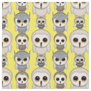 Tissu Mignons Petits Hiboux Illustrés