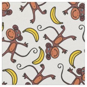 Tissu mignons singes carrelés et bananes motif