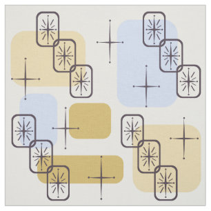 Tissu Milieu du siècle moderne Blue Gold