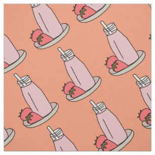Tissu Milkshake fraise rétro rose