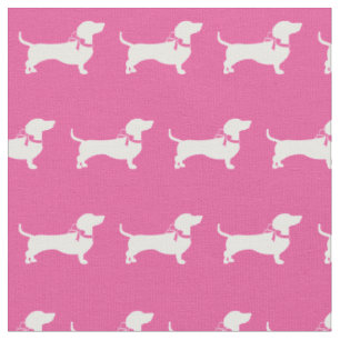 Tissu Miniature Dachshund Weiner Dog Silhouette Pet Rose