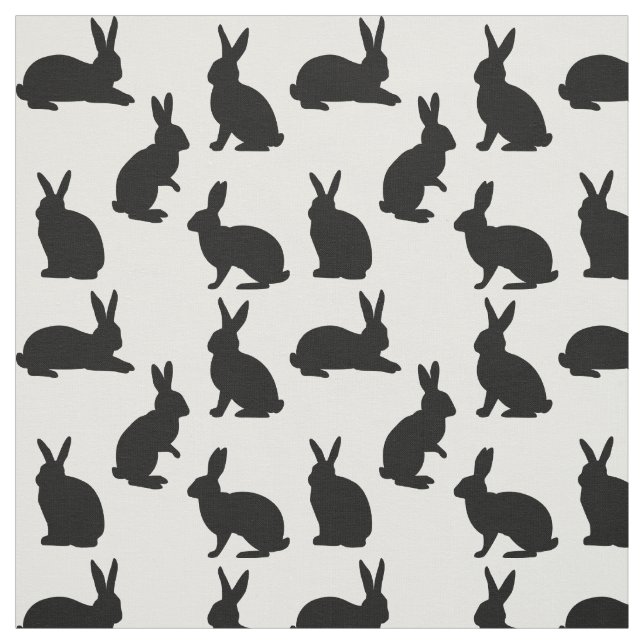 Tissu Minimal Bunny Shapes In Black Cute Easter Pattern (Échantillon)