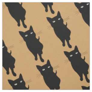 Tissu Minou gothique félin de chat noir
