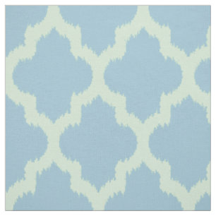 Tissu Mint Quatrefoil Ikat avec Arrière - plan bleu pers