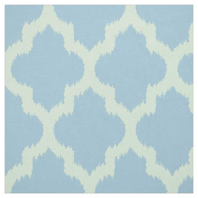 Tissu Mint Quatrefoil Ikat avec Arrière - plan bleu pers (Échantillon)