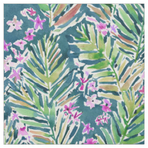 Tissu MINUIT DANS la copie tropicale foncée de paume de