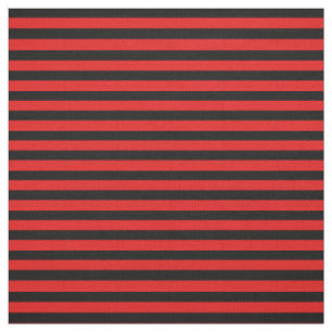 Tissu Minuit noir, rouge vif, rayures