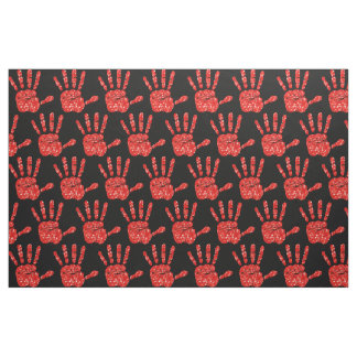 Tissu MMIW rouge main Motif noir
