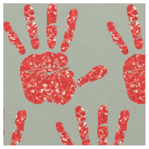 Tissu MMIW Rouge Motif Joyau main gris vert
