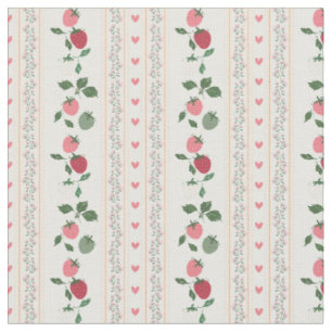Tissu Mode grand-mère doux motif botanique Fraise