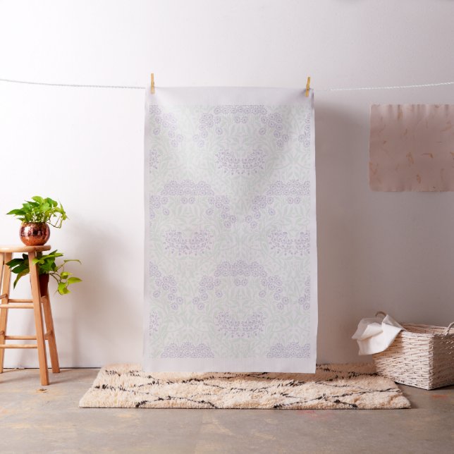 Tissu Modèle de lavande et de Damas florales vertes (In Situ)