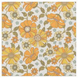 Tissu Modèle Floral Orange vintage
