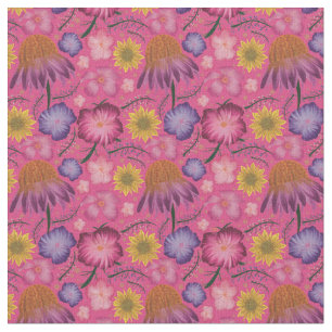 Tissu Modèle floral rose fleur sauvage