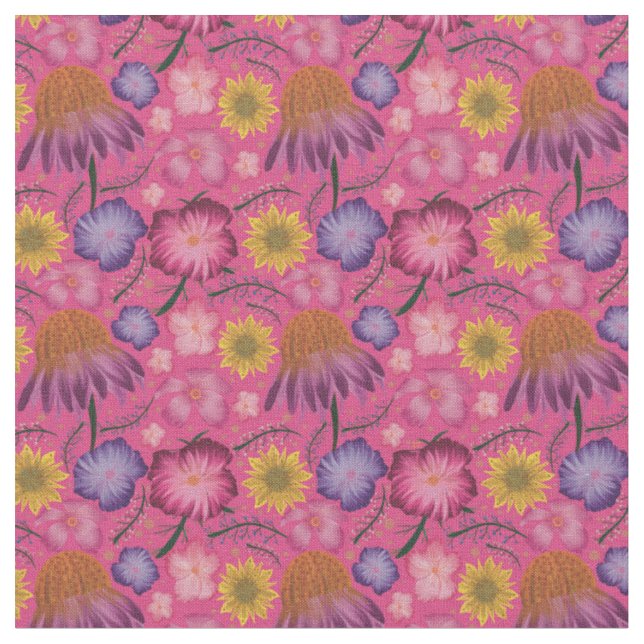 Tissu Modèle floral rose fleur sauvage (Fermer)