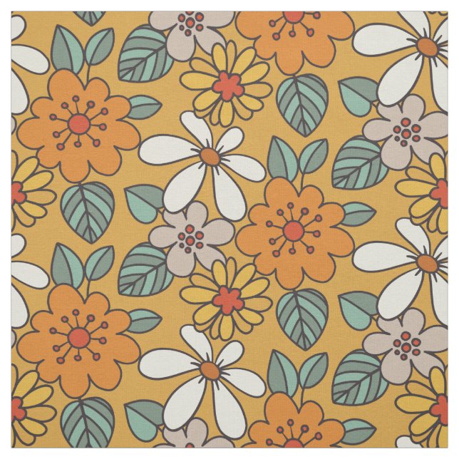 Tissu Modèle floral simple rétro (Échantillon)
