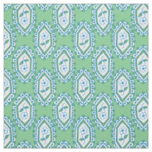 Tissu Modèle floral Vintage de bord bleu chic