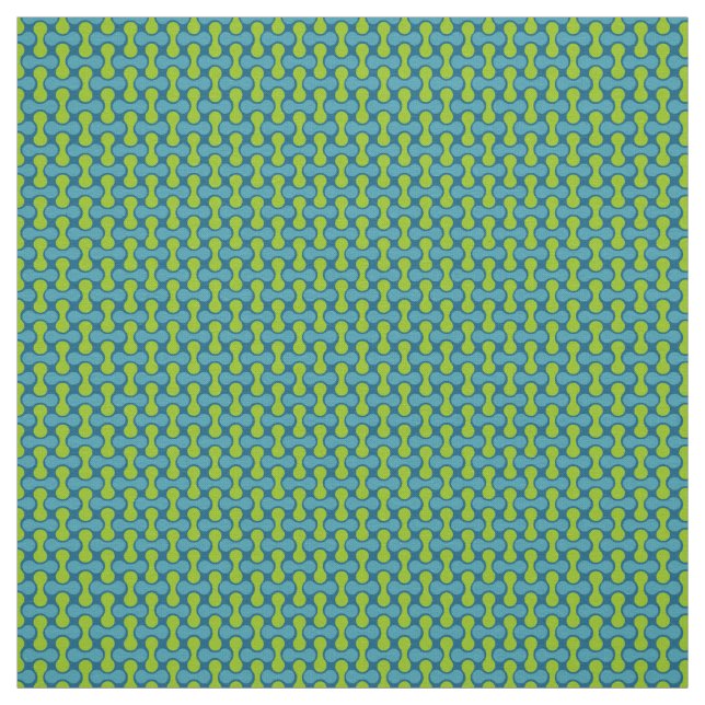 Tissu Modern Retro Link Pattern in Blue and Green (Échantillon)
