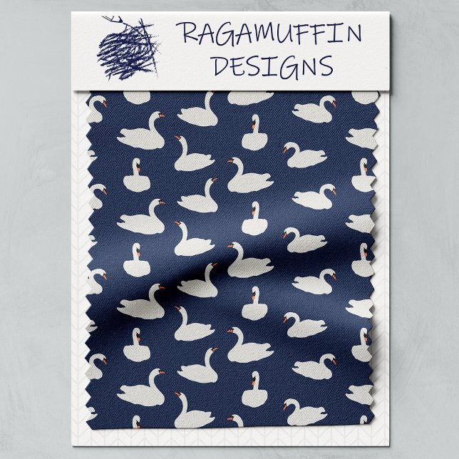 Tissu Modern Stylish Blue Swan Pattern  (Swan Swatch)