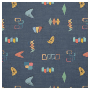 Tissu Moderne de milieu de siècle Bleu marine texturé